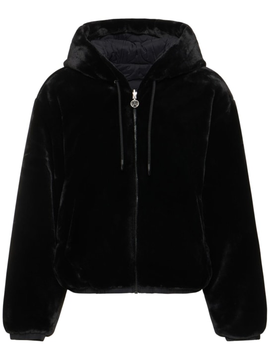 Moose Knuckles: Quilted Eaton bunny hooded jacket - Nero - women_0 | Luisa Via Roma