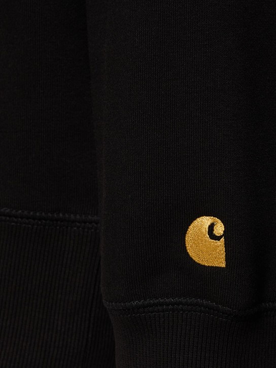 Carhartt WIP: Felpa Chase in misto cotone / zip e cappuccio - Nero/Oro - men_1 | Luisa Via Roma