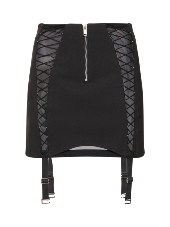 Dion Lee: Wool blend interlock zipped mini skirt - Black - women_0 | Luisa Via Roma