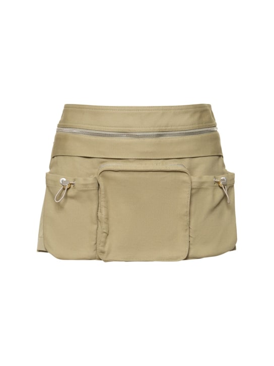 Dion Lee: Cotton blend mini skirt w/belt bag - Khaki - women_0 | Luisa Via Roma