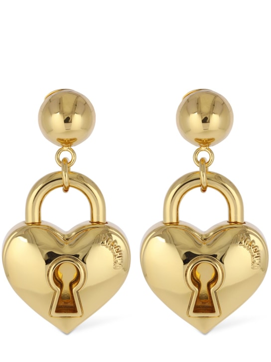Moschino: Heart Lock drop earrings - women_0 | Luisa Via Roma
