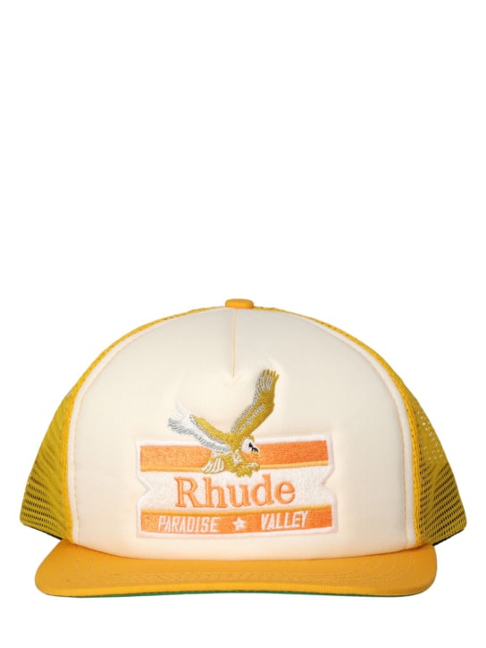RHUDE: Paradise Valley cotton twill trucker hat - Yellow/White - men_0 | Luisa Via Roma