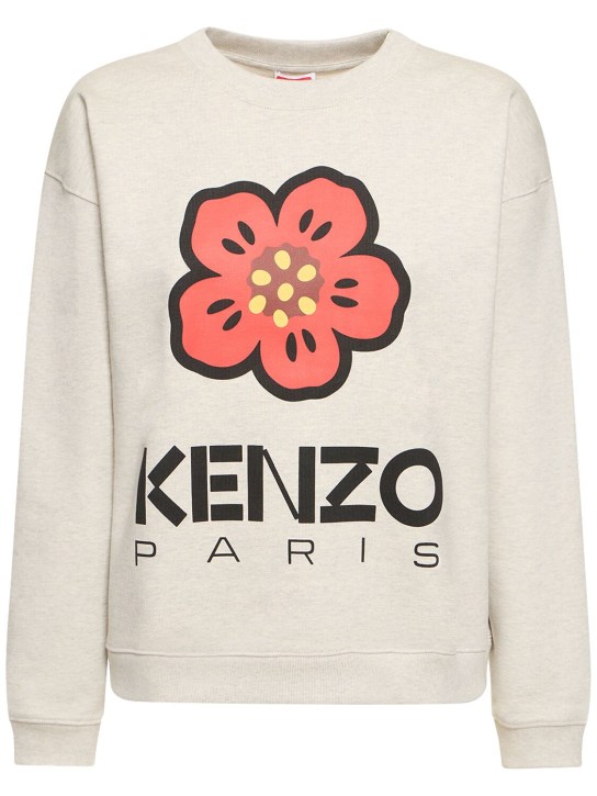 Kenzo Paris: Felpa in jersey di cotone con logo - Grigio - women_0 | Luisa Via Roma