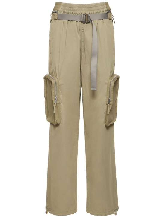 Dion Lee: Cotton blend wide pants w/belt bag - Haki - women_0 | Luisa Via Roma