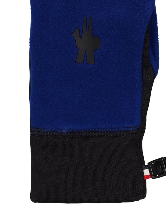 Moncler Grenoble: Stretch tech fleece gloves - Blue/Black - men_1 | Luisa Via Roma