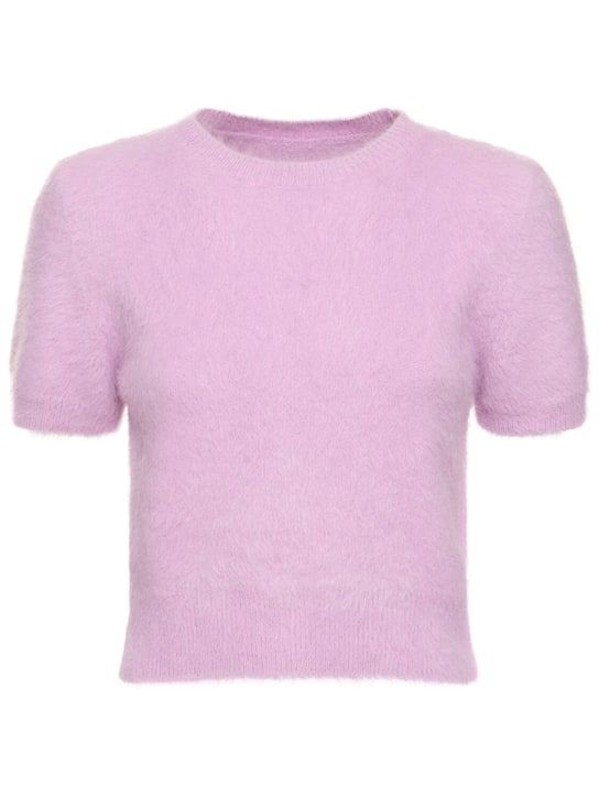 Maison Margiela: 安哥拉羊毛混纺针织短款毛衣 - 丁香紫 - women_0 | Luisa Via Roma