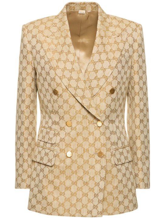 Gucci: GG cotton & linen jacket - Ebony - women_0 | Luisa Via Roma