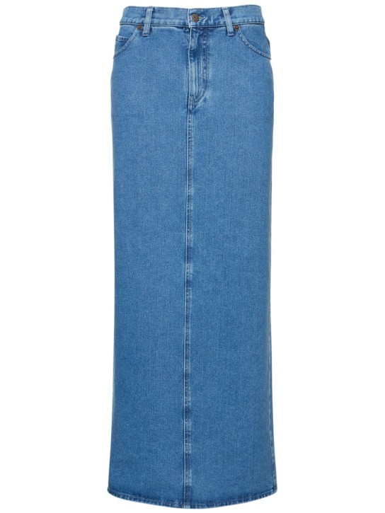 Giuseppe Di Morabito: Wool blend denim long skirt - Light Blue Denim - women_0 | Luisa Via Roma