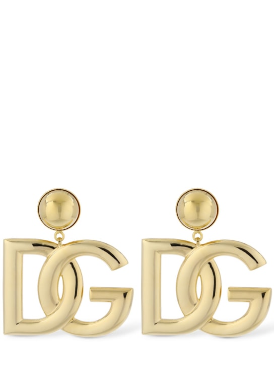 Dolce&Gabbana: Pop DG大号夹扣耳环 - 金色 - women_0 | Luisa Via Roma