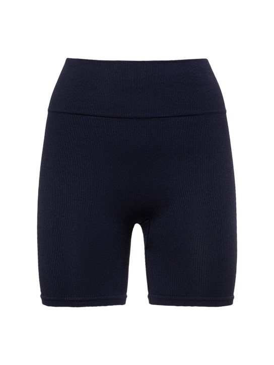 Prism Squared: Shorts ciclistas acanalados - Azul Marino - women_0 | Luisa Via Roma