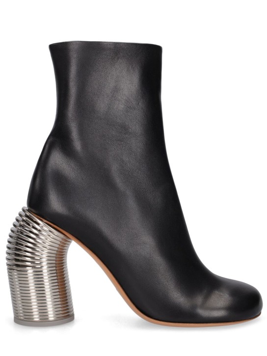 Off-White: 100mm Spring leather ankle boots - Schwarz/Silber - women_0 | Luisa Via Roma