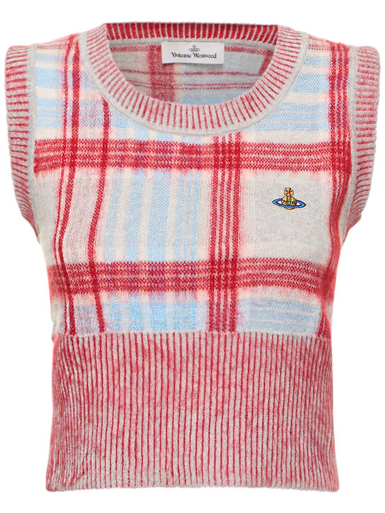 Vivienne Westwood: Madras tartan mohair blend knit vest - women_0 | Luisa Via Roma