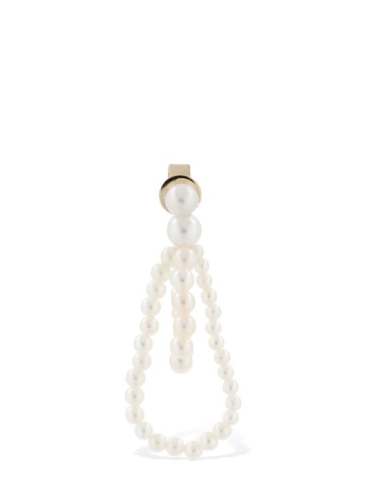Sophie Bille Brahe: Petite Wrapped 14kt & pearl mono earring - Pearl - women_0 | Luisa Via Roma