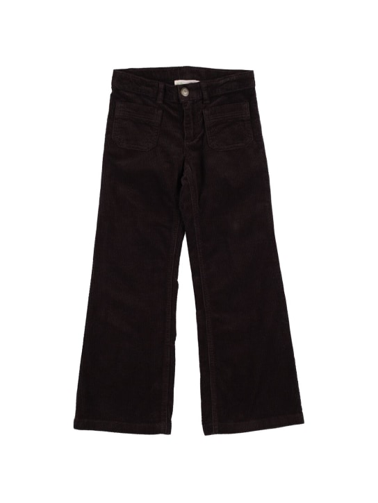 Bonpoint: Pantalones de algodón stretch - Morado Oscuro - kids-girls_0 | Luisa Via Roma