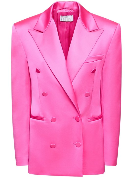 Double Breasted Blazer with Gold Hardware - Hot Pink