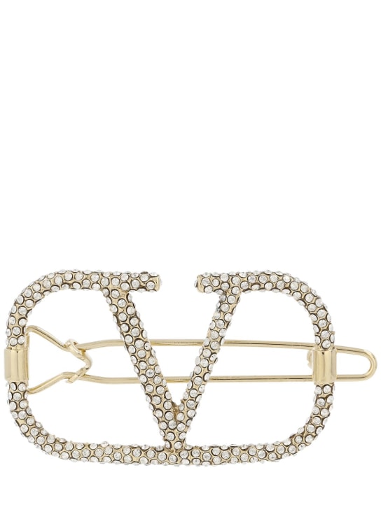 Valentino Garavani: Lange Halskette mit Vlogo - Gold/Kristall - women_0 | Luisa Via Roma