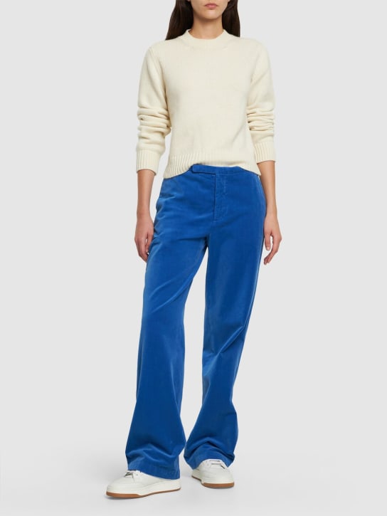 ASPESI: Pantalon taille haute en velours de coton - Bleu Ciel - women_1 | Luisa Via Roma
