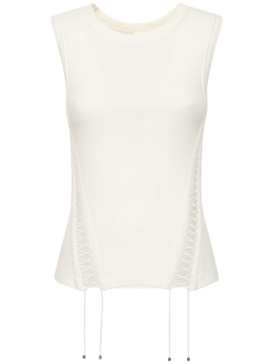 Dion Lee: Ribbed cotton jersey corset tank top - White - women_0 | Luisa Via Roma