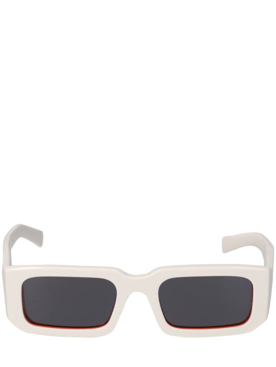 Prada: Catwalk squared acetate  sunglasses - White/Grey - women_0 | Luisa Via Roma