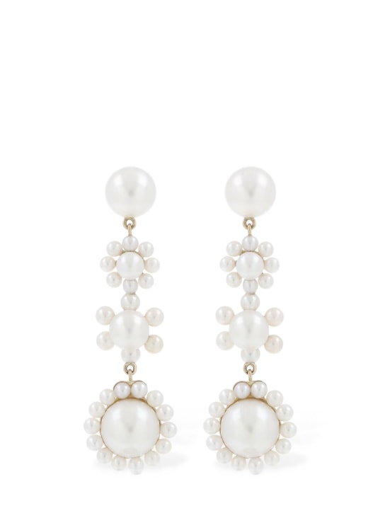 Sophie Bille Brahe: Fleur Jeanne 14kt & pearl earrings - Pearl - women_0 | Luisa Via Roma