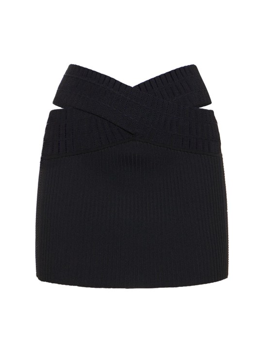 Dion Lee: Crossed rib knit viscose mini skirt - Black - women_0 | Luisa Via Roma