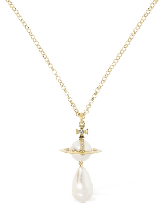 Vivienne Westwood: Giant faux pearl drop pendant necklace - Cream/Gold - women_0 | Luisa Via Roma