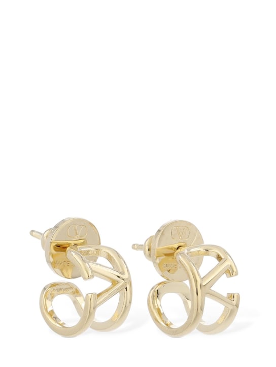 Valentino Garavani: Mini V logo signature hoop earrings - Gold - women_0 | Luisa Via Roma
