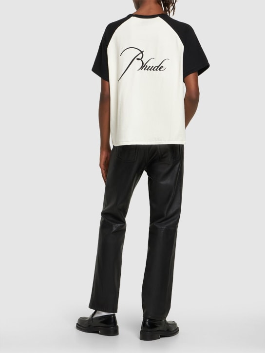 RHUDE: T-shirt à manches raglan Rhude - Blanc/Noir - men_1 | Luisa Via Roma
