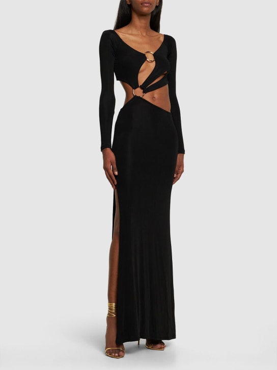 Louisa Ballou: Robe longue en viscose stretch Sex Wax - Noir - women_1 | Luisa Via Roma