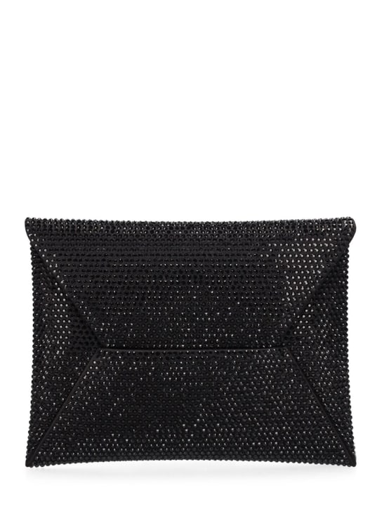 Giorgio Armani: 小号装饰绸缎手拿包 - 黑色 - women_0 | Luisa Via Roma