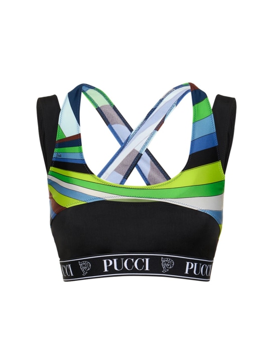 Pucci: Crop top en lycra imprimé Iride - Multicolore - women_0 | Luisa Via Roma