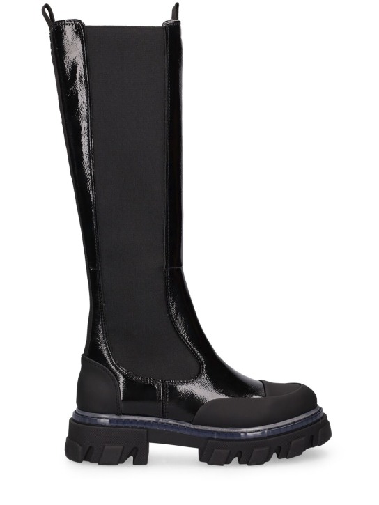 GANNI: 50mm Cleated high Chelsea boots - Siyah - women_0 | Luisa Via Roma