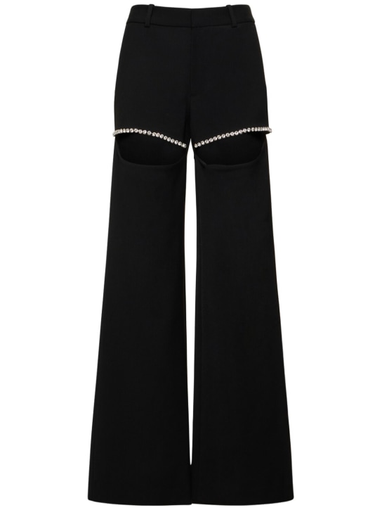 Area: Pantalon ample en laine embellie - Noir - women_0 | Luisa Via Roma