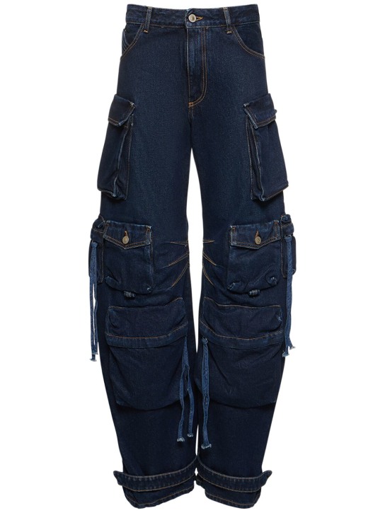 The Attico: Fern low rise wide denim cargo jeans - women_0 | Luisa Via Roma