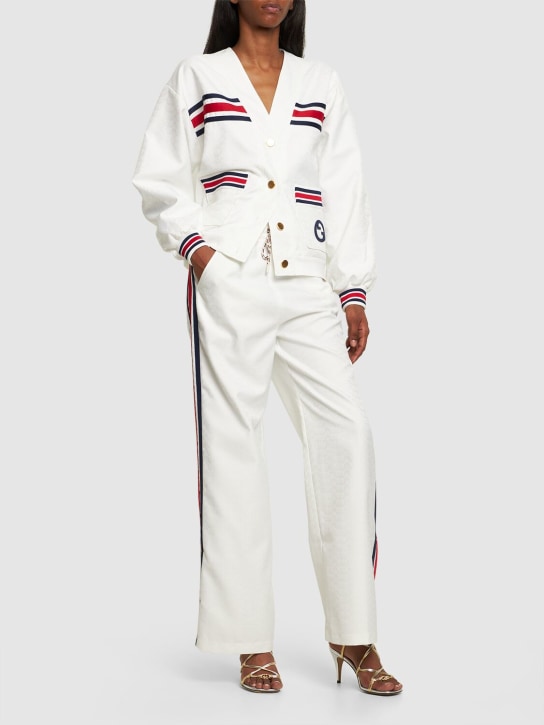 Gucci: GG tech jersey flared pants - White - women_1 | Luisa Via Roma