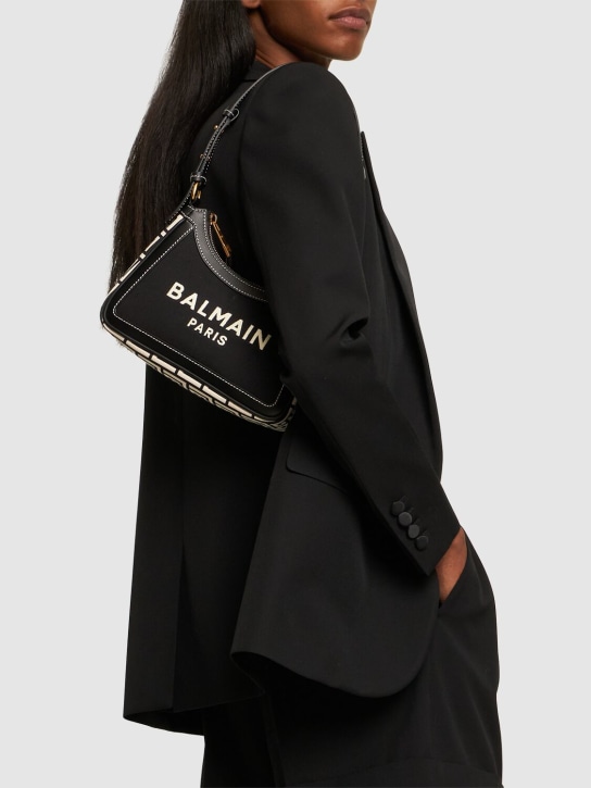 Balmain: B-Army canvas & leather shoulder bag - women_2 | Luisa Via Roma