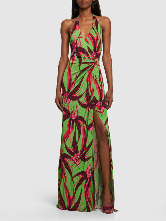 Louisa Ballou: King Tide ストレッチビスコースドレス - レッドグリーンフラワー - women_1 | Luisa Via Roma