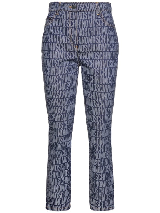 Moschino: Logo jacquard mid rise straight jeans - Blau - women_0 | Luisa Via Roma