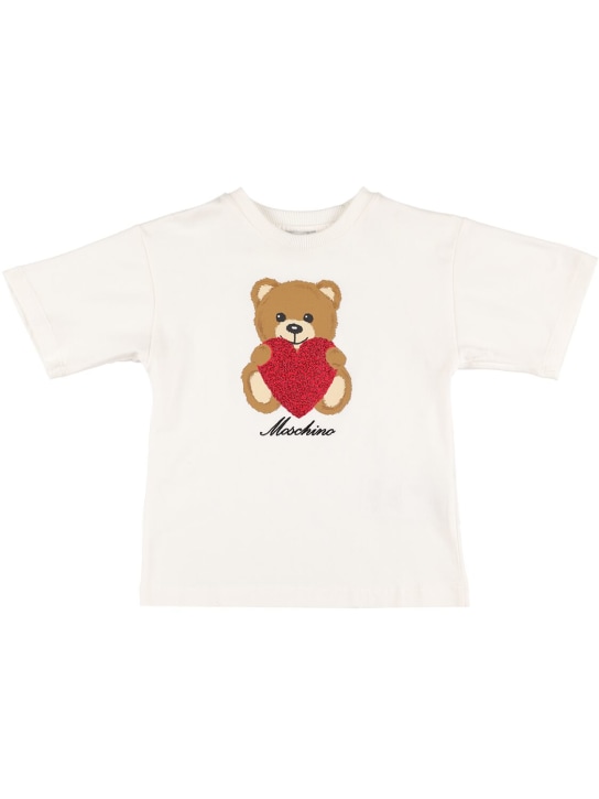 Moschino: T-shirt in jersey di cotone stampato - kids-girls_0 | Luisa Via Roma
