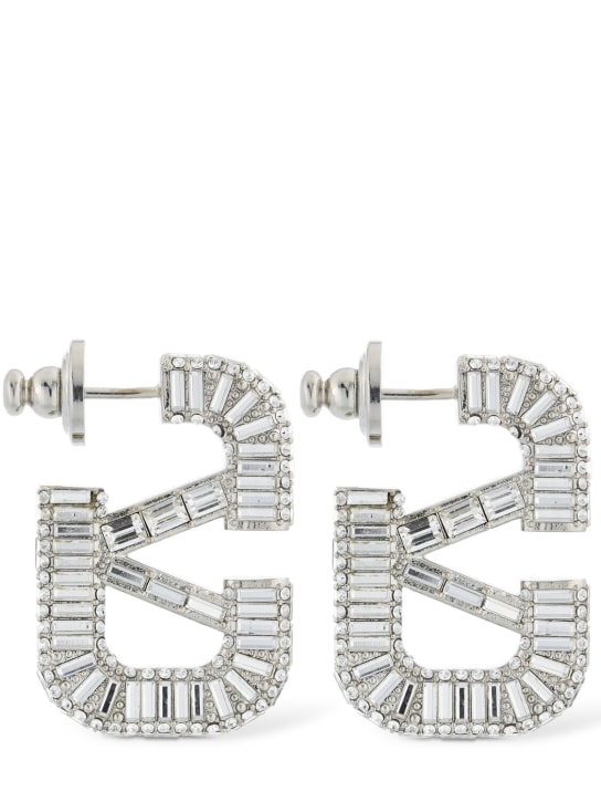 Valentino Garavani: V logo signature crystal earrings - women_0 | Luisa Via Roma