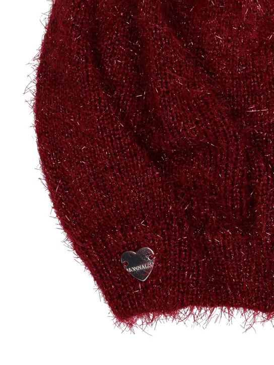 Monnalisa: Fuzzy knit lurex hat - Red - kids-girls_1 | Luisa Via Roma