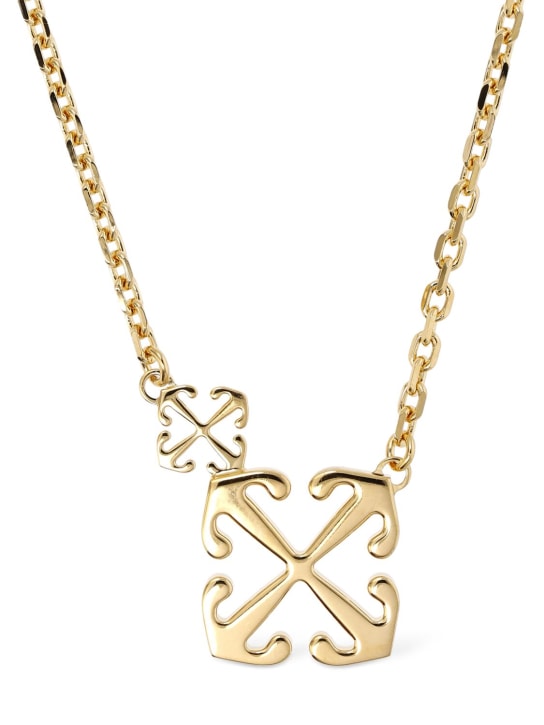Off-White: Arrow brass necklace - women_0 | Luisa Via Roma