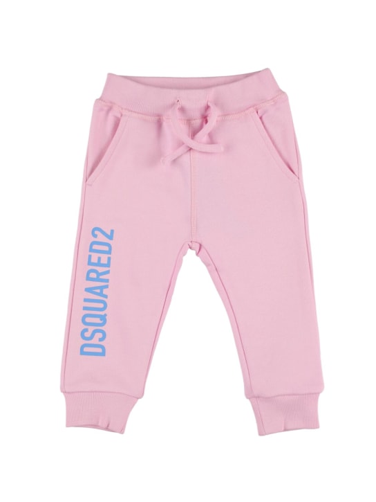 Dsquared2: Logo印花棉质运动裤 - 粉色 - kids-girls_0 | Luisa Via Roma