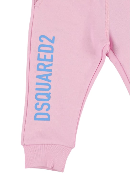 Dsquared2: Pantalon de survêtement en coton à imprimé logo - Rose - kids-girls_1 | Luisa Via Roma