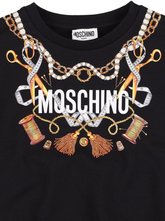 Moschino: Printed cotton sweatshirt - Siyah - kids-girls_1 | Luisa Via Roma