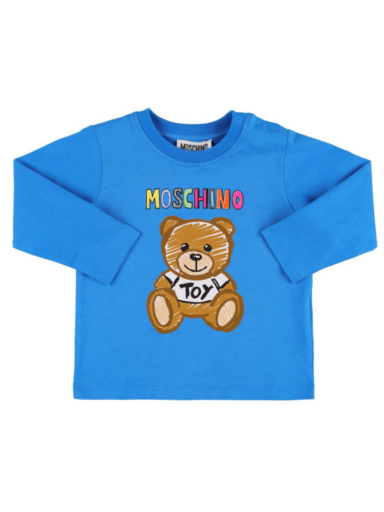 Moschino: T-shirt in jersey di cotone gommato - kids-boys_0 | Luisa Via Roma