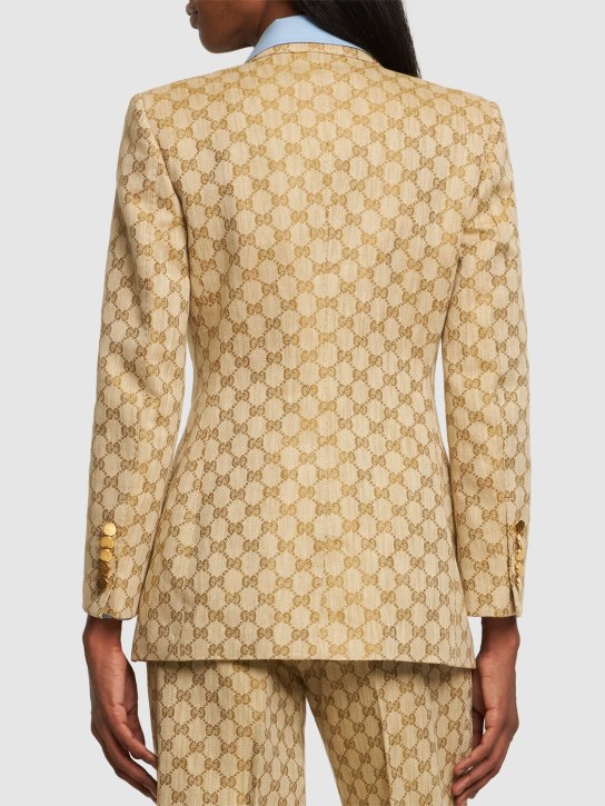 Gucci: GG cotton & linen blazer - Ebony - women_1 | Luisa Via Roma
