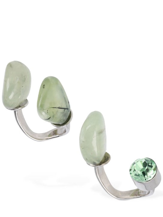 Dries Van Noten: Prehnite stone & crystal ring - Green/Silver - women_0 | Luisa Via Roma