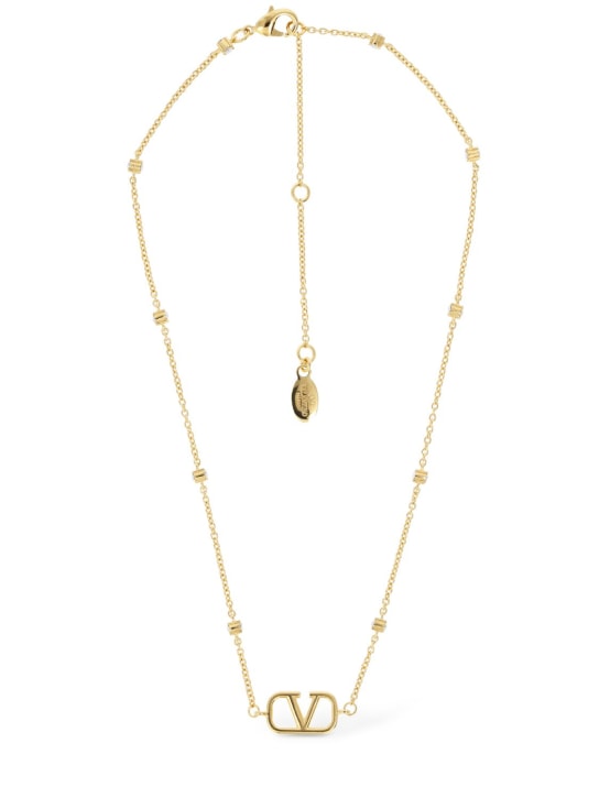 Valentino Garavani: Lange Halskette mit VLogo - Gold/Kristall - women_0 | Luisa Via Roma