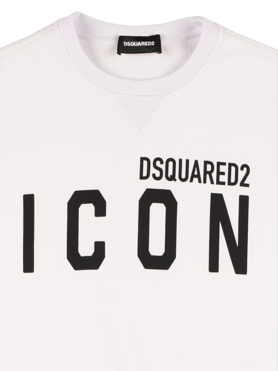Dsquared2: Icon print cotton sweatshirt - White - kids-girls_1 | Luisa Via Roma